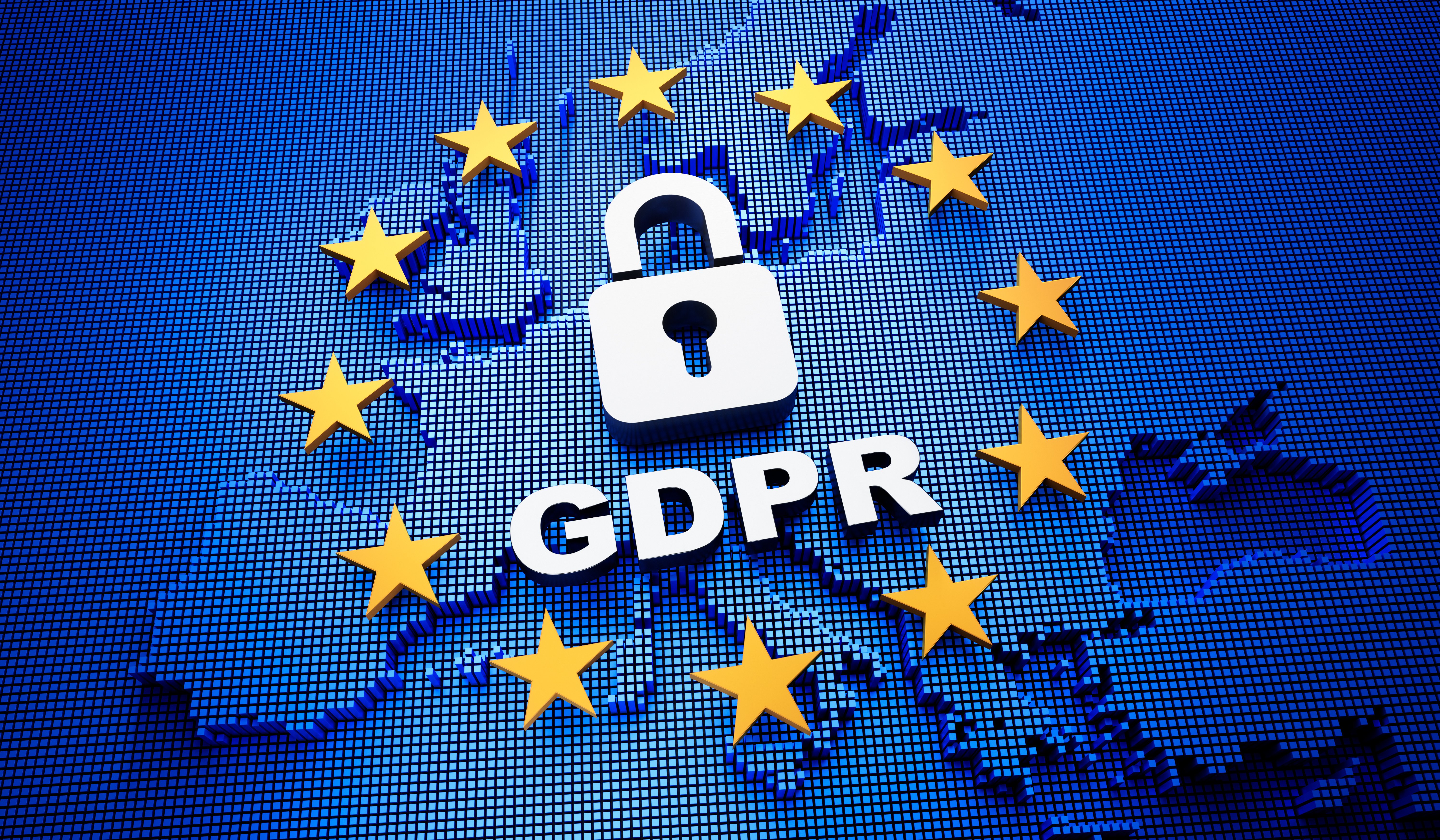GDPR logo with EU stars around the padlock
