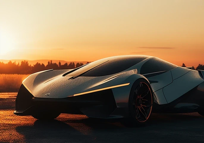 a spectacular car at sunset