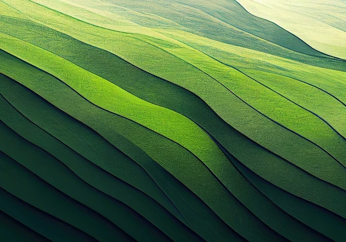 Rolling green hills in felt.