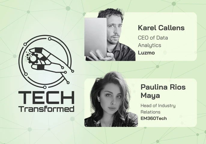 Profile images of Karel Callens, CEO of Data Analytics at Luzmo and Paulina Rios Maya, Head of Industry Relations at EM360Tech