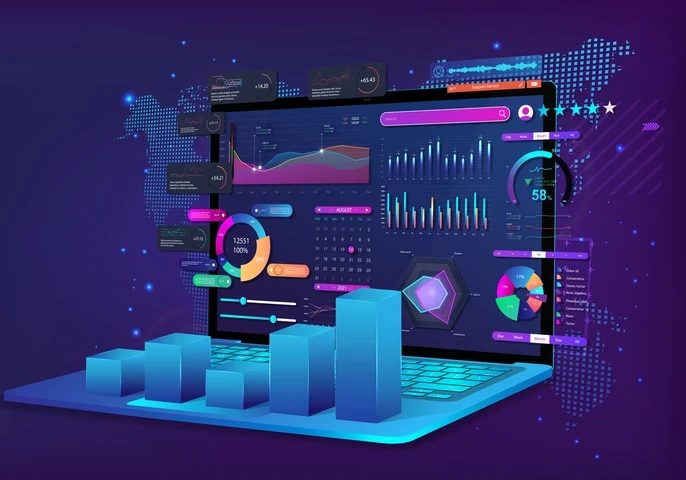 A visual depiction of exploratory data analysis on a laptop.
