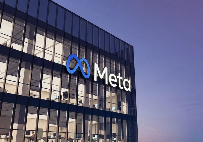 Meta logo on the side of a building
