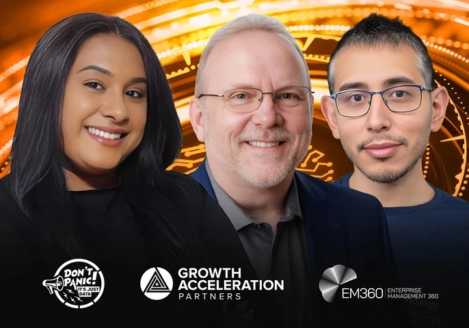 Trisha Pillay, Paul Brownell, and Sergio Morales discussing AI strategy and the revenue data gap on the Don&rsquo;t Panic It&rsquo;s Just Data podcast.