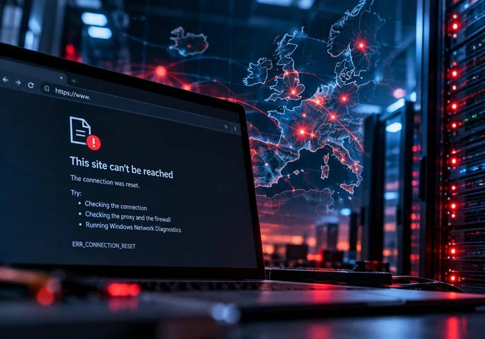 A red and blue cover image depicting a server under threat due to a security attack and a website offline due to the serve i.