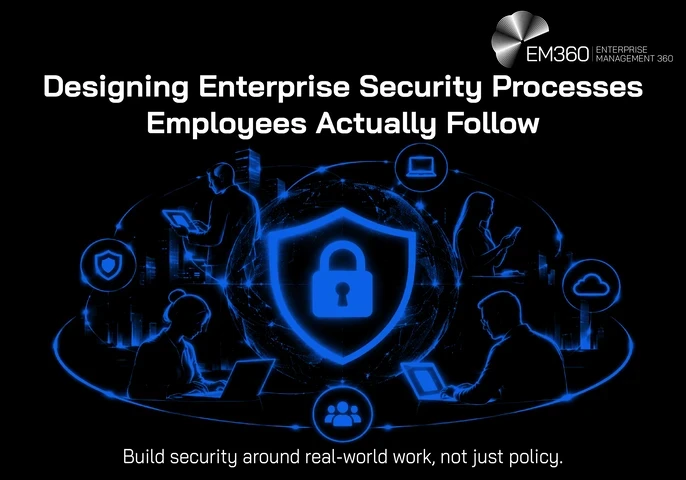Header image with text "Designing Enterprise Security Processes Employees Actually Follow"