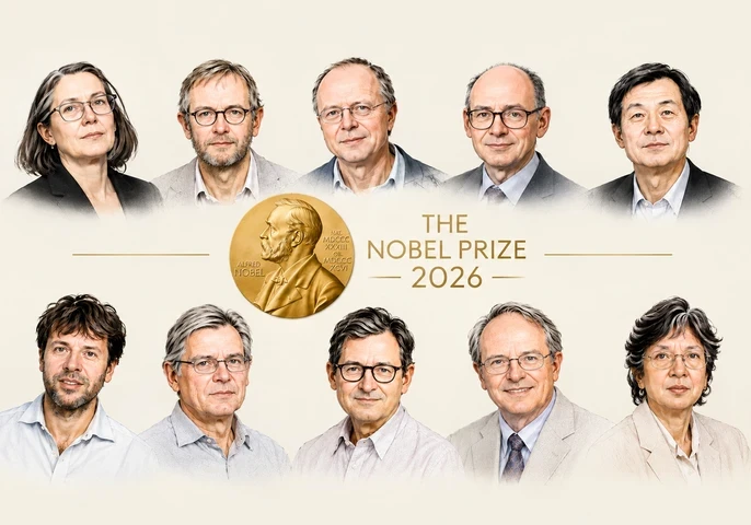 Collage of the 2026 Nobel Prize Winners