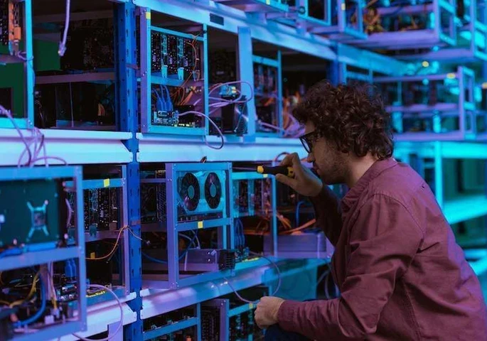 Engineer working on tech servers