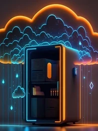 An animated cloud hanging over a desktop tower.