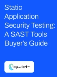 Cover image with a road crossing and the heading "Static Application Security Testing: A SAST Tools Buyer's Guide" and the Qwiet AI logo.