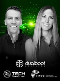 Christina Stathopoulos and Ben Gilman discussing the rise of AI agents on the Tech Transformed podcast.