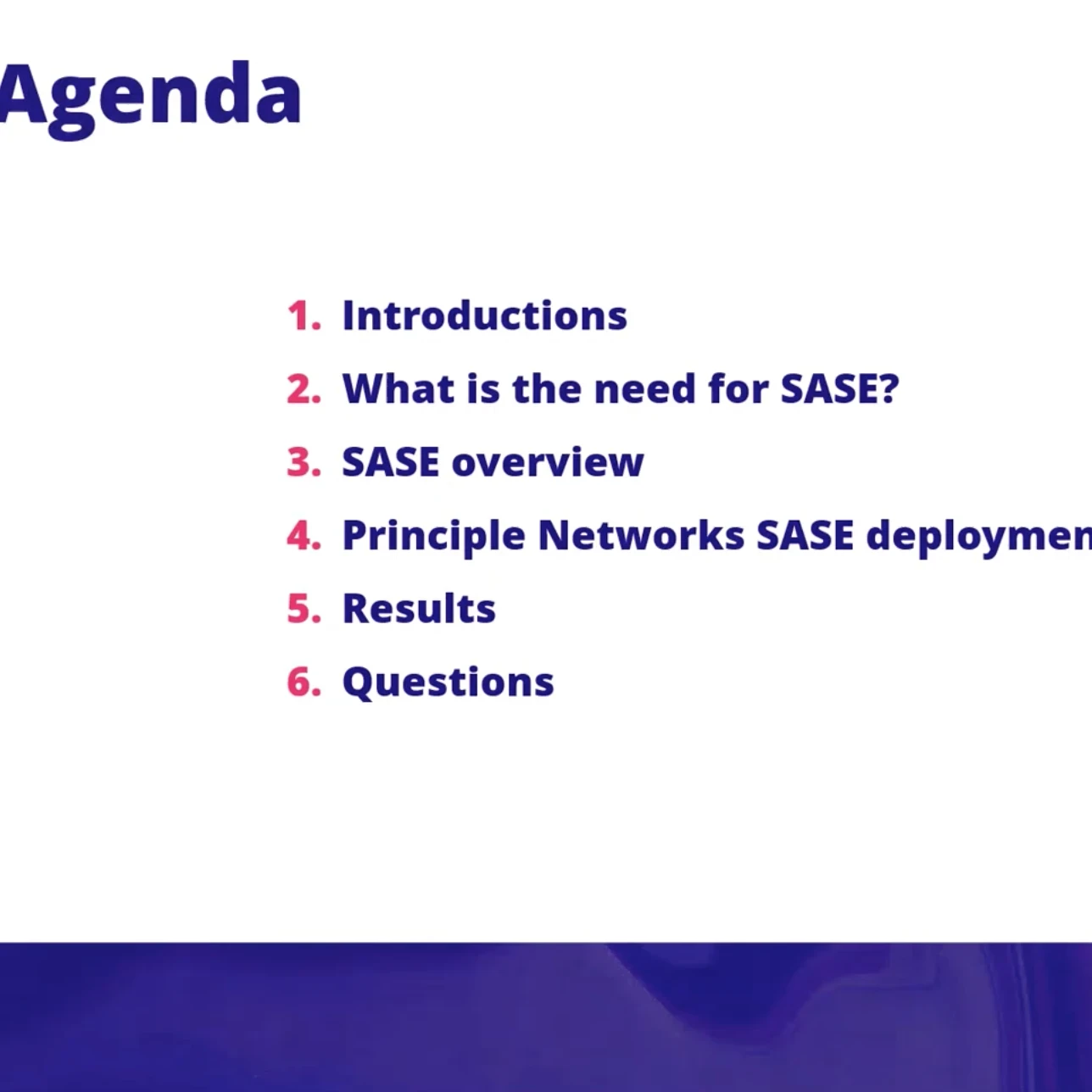 Image showing the agenda for the podcast on "What is SASE?"