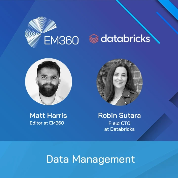 Profile pictures of Matt Harris from EM360Tech and Robin Sutara from Databricks