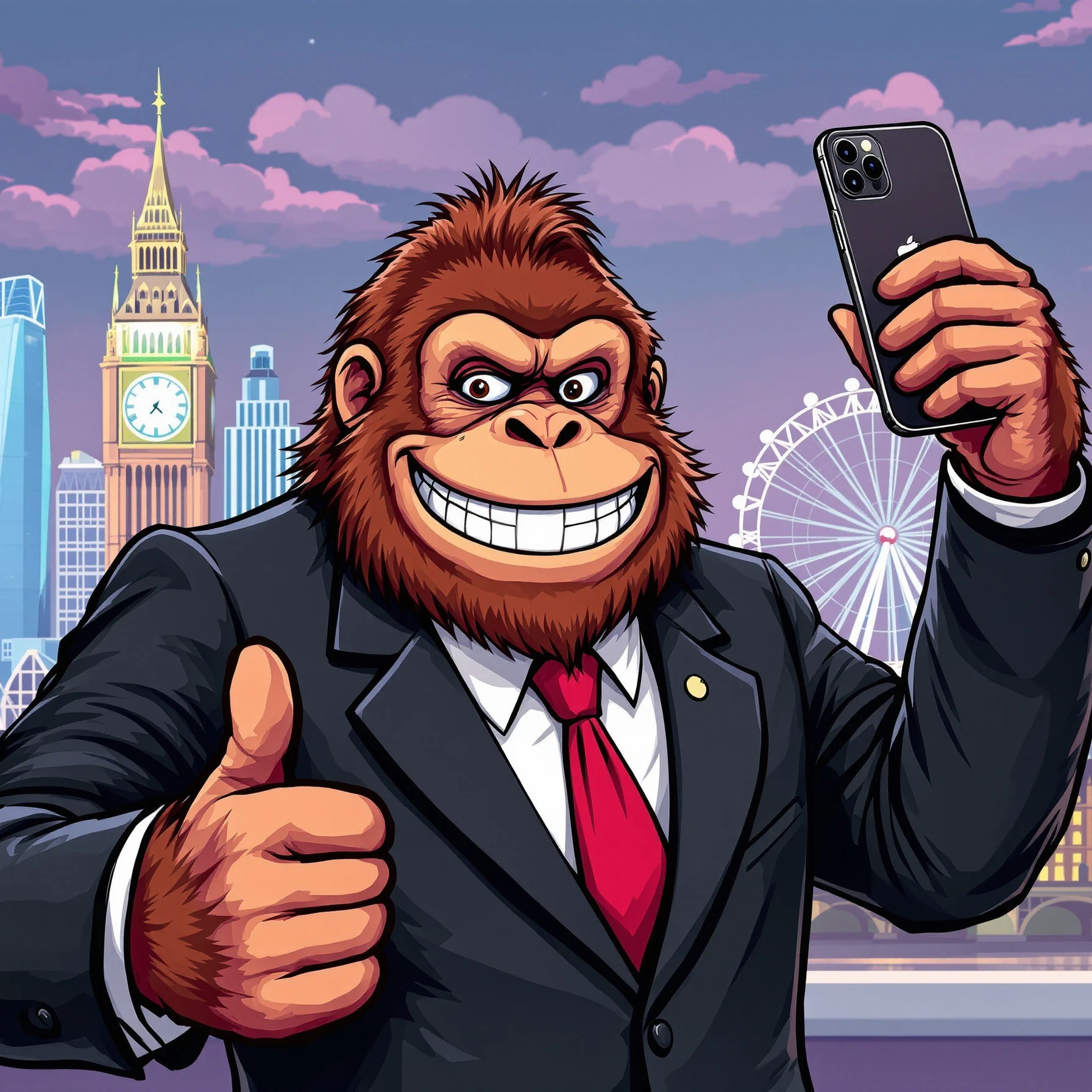 Orangutan in a Suit giving a thumbs up
