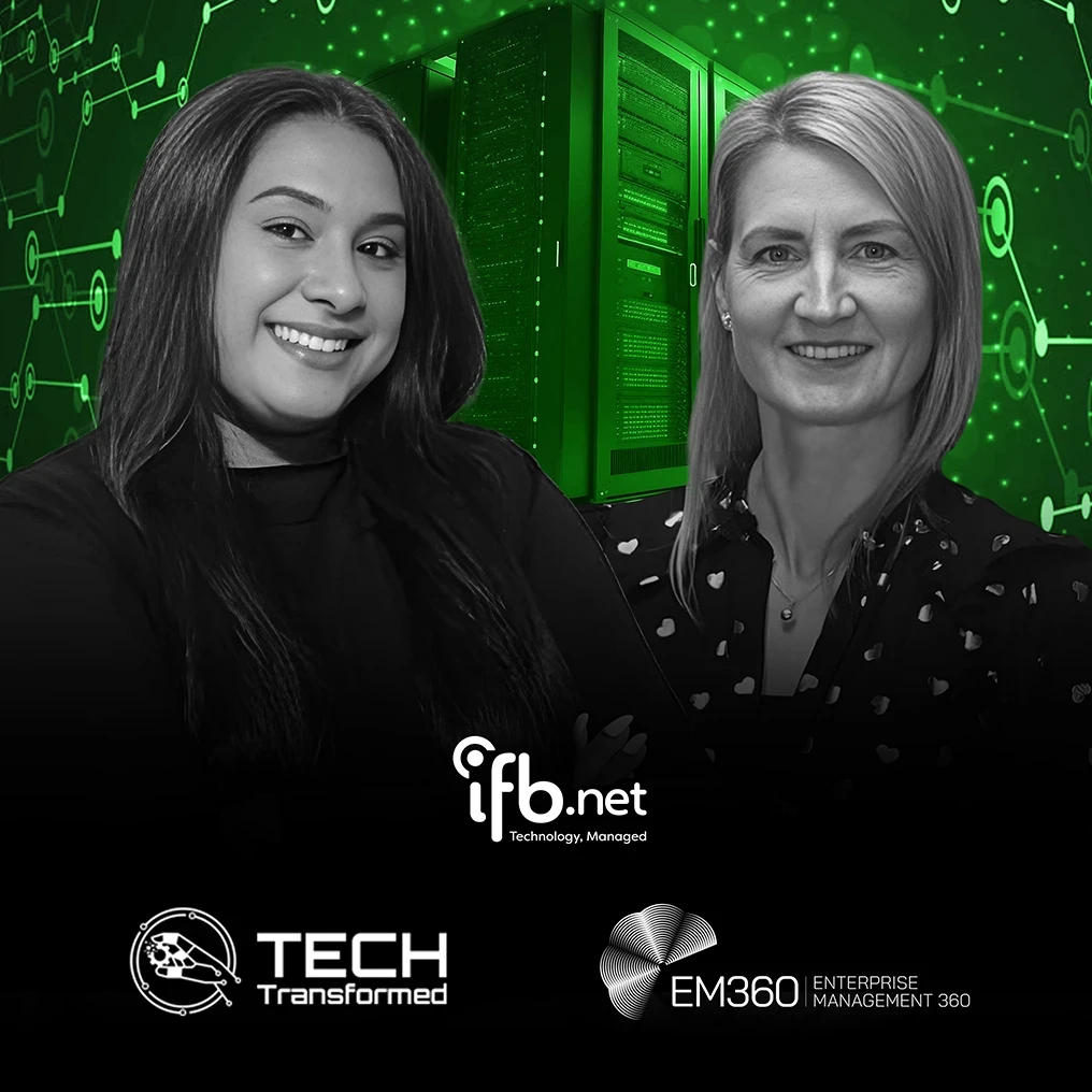 Jana Vidis of IFB and host Trisha Pillay discussing strategies for enterprises during the global 3G network shutdown on Tech Transformed podcast.