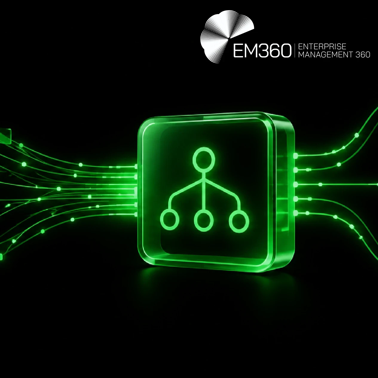 Black EM360Tech header graphic with neon green AI decision-routing artwork showing data flowing into a central decision model and branching into three outcomes. White text reads: “What Is Jev AI? When AI Doesn't Need an LLM” with the article subtitle below.
