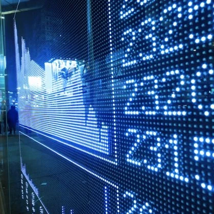 Stock market shown on a digital billboard