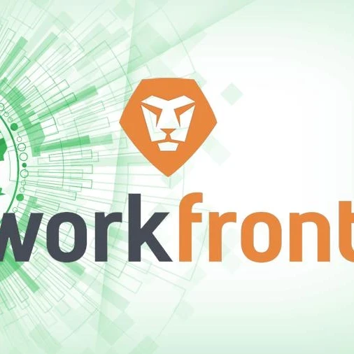 The Workfront logo against a light green background.