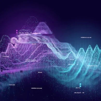 3D graph in purple and blue