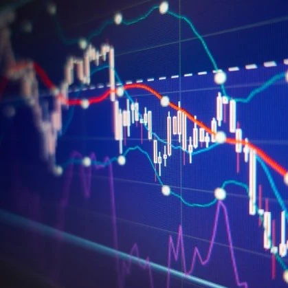 Stocks graph show Dow Jones shares dropping