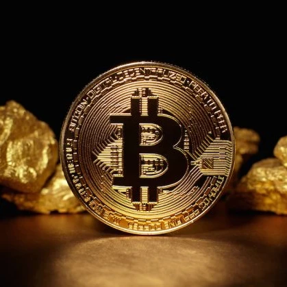 bitcoin logo on a coin